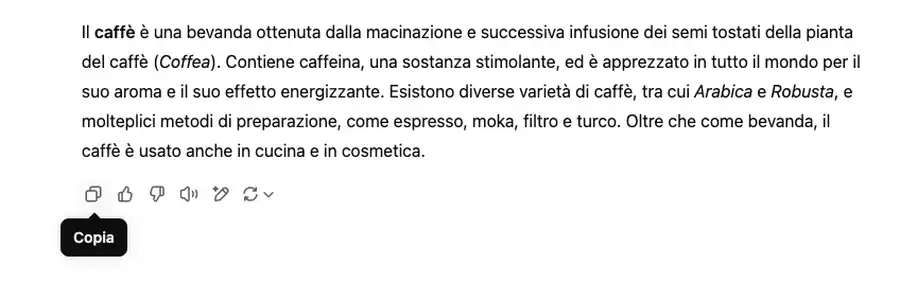 Copiare testo da ChatGPT