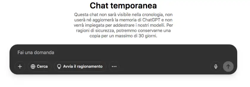 Come non salvare una chat su ChatGPT.