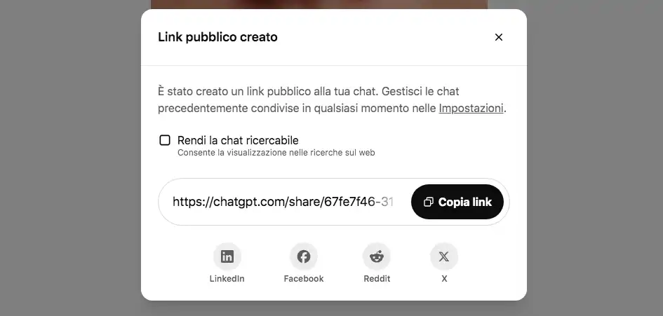 condividere conversazioni chatgpt