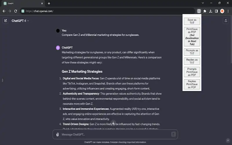 Come esportare conversazione in PDF su ChatGPT.